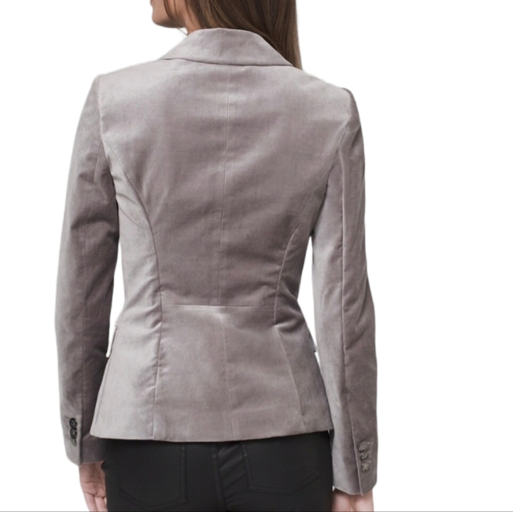 White House Black Market Gray Velvet Blazer - Picture 2 of 7
